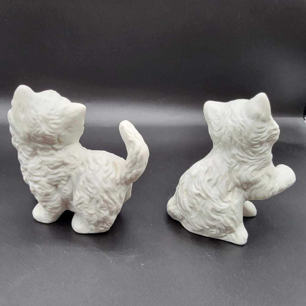 Homeco Vintage Porcelain Cat Pair Fluffy White Blue Eyes Persian Figurine Small - Picture 3 of 8